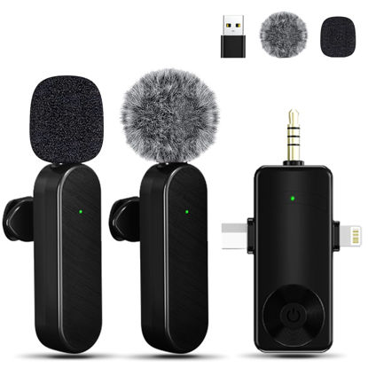 Picture of Tearstone Wireless Lavailer Microphone for iPhone, Android, Camera, Professional Wireless Mini Microphone, 3 in 1 Condenser Lapel Mic for Interview Video Podcast Vlog YouTube ASMR TikTok (2 Pcs)