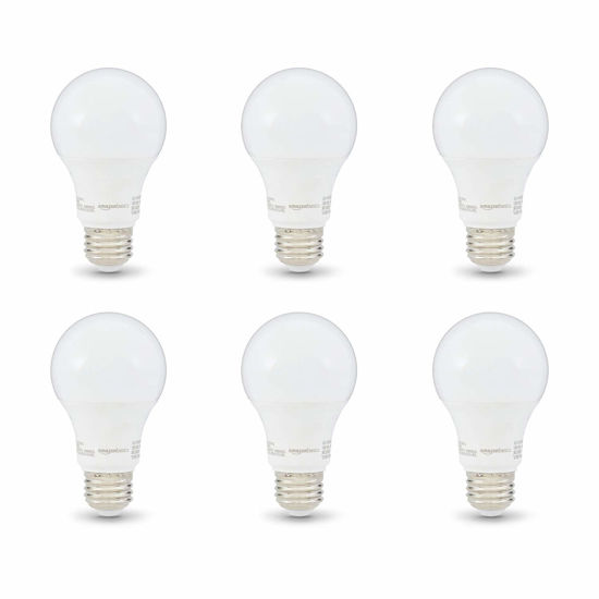 Picture of Amazon Basics Soft White LED Light Bulb, A19, 40 Watt Equivalent, Energy Efficient 6W, E26 Standard Base, 2700K, Non-Dimmable, 10,000 Hour Lifetime, 6-Pack