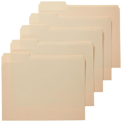 Picture of Amazon Basics 1/3-Cut Tab, Assorted Positions File Folders, Letter Size, Manila - Pack of 100