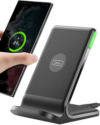 Picture of INIU Wireless Charger, 15W Fast Qi-Certified Wireless Charging Station with Sleep-Friendly Adaptive Light Compatible with iPhone 16 15 14 13 Pro XS 8 Plus Samsung Galaxy S23 S22 S21 Note 20 Google etc