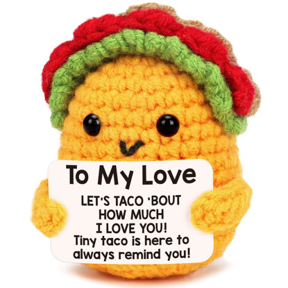 Picture of Boyfriend Valentines Day Gifts for Her Him Girlfriend Wife Husband Birthday Unique Gift Ideas, Handmade Crochet Positive Taco I Love You Gifts Couples Anniversary Christmas Small Gifts - To My Love