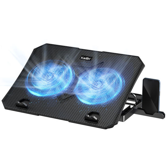 Picture of KeiBn Laptop Cooling Pad, Gaming Laptop Cooler 2 Fans for 10-15.6 Inch Laptops, 5 Height Stands, 2 USB Ports (S039)