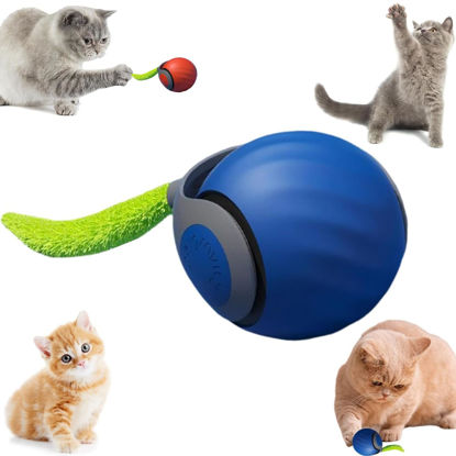 Picture of GSHLGAO Speedy Tail 2.0,Speedy Tail Cat Toy,2025 New Generation Interactive Cat Toy,Interactive Cat Toys for Indoor Cats,Smart Interactive Cat Toy Ball,Automatic Moving Cat Toy Ball with Tail (Blue)