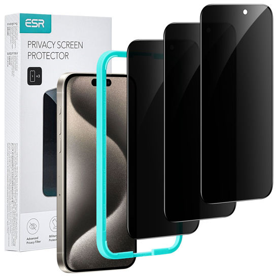 Picture of ESR 3 Pack for iPhone 15 Pro Max Privacy Screen Protector, Anti-spy Tempered-Glass Privacy Screen Protector, Micro-curved Edges, Case Friendly
