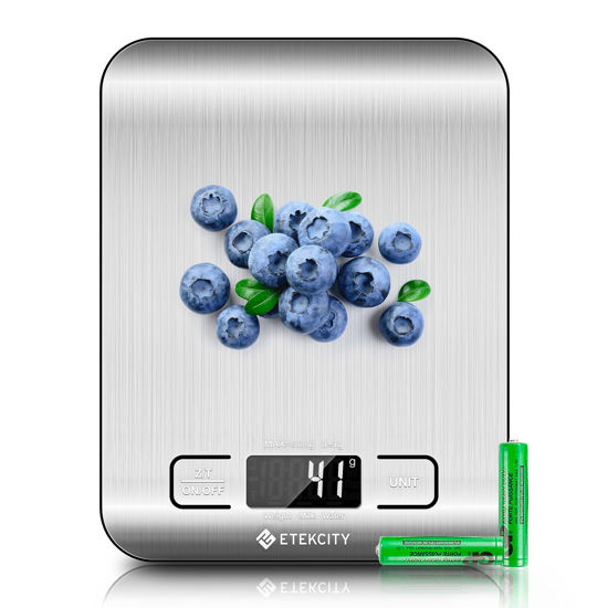Picture of Etekcity Food Kitchen Scale, Digital Grams and Ounces for Weight Loss, Baking, Cooking, Keto and Meal Prep, LCD Display, Medium, 304 Stainless Steel
