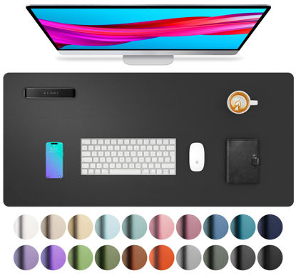 Picture of Aothia Leather Desk Pad Protector,Mouse Pad,Office Desk Mat, Non-Slip PU Leather Desk Blotter,Laptop Desk Pad,Waterproof Desk Writing Pad for Office and Home (Black,31.5" x 15.7")