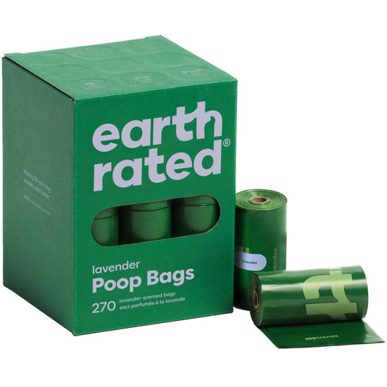 Picture of Earth Rated Poop Bags for Dogs, Guaranteed Leak Proof and Extra Thick Waste Bag Refill Rolls, Lavender Scented, 270 Count