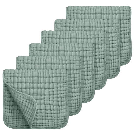Picture of Looxii Muslin Burp Cloths 100% Cotton Large 20''x10'' Extra Soft and Absorbent 6 Pack Baby Burping Cloth for Boys Girls (Dark Green)