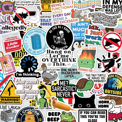 Picture of 200 Pcs Funny Stickers for Adults (Dirty) Meme Water Bottles Stickers Pack Waterproof Cool Stickers for Laptop, Hard Hats, Sarcastic, Scrapbooking Decals