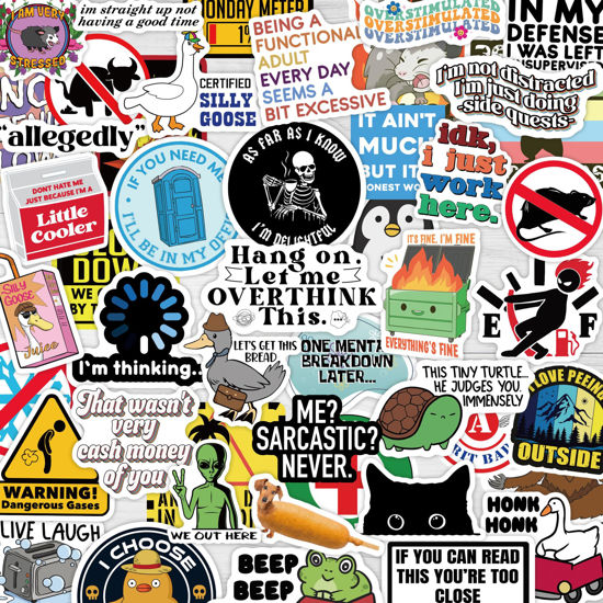 Picture of 200 Pcs Funny Stickers for Adults (Dirty) Meme Water Bottles Stickers Pack Waterproof Cool Stickers for Laptop, Hard Hats, Sarcastic, Scrapbooking Decals