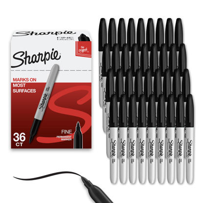 Picture of Sharpie Permanent Markers Bulk Set, Fine Tip Markers Set, Markers For Plastic, Metal, Wood, And More, Black, 36 Count