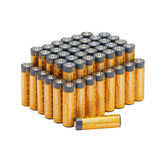 Picture of Amazon Basics 48-Pack AA Alkaline High-Performance Batteries, 1.5 Volt, 10-Year Shelf Life