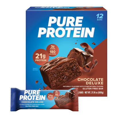 Picture of Pure Protein Bars, High Protein, Nutritious Snacks to Support Energy, Low Sugar, Gluten Free, Chocolate Deluxe, 1.76 oz., 12 Count(Pack of 1) (Packaging may vary)