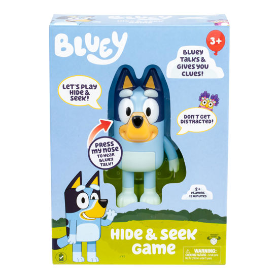 Picture of Bluey Hide & Seek Game, Hide The Figure and Press her Nose to Start The Built-in Timer, Talks and Giggles to Help Kids find her, When Found, Kids can Dance to Theme Song