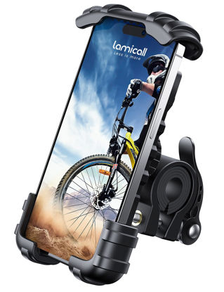 Picture of Lamicall Bike Phone Holder, Motorcycle Phone Mount - Motorcycle Handlebar Cell Phone Clamp, Scooter Phone Clip for iPhone 15 Pro Max/Plus, 14 Pro Max, S9, S10 and More 4.7" to 6.8" Smartphones