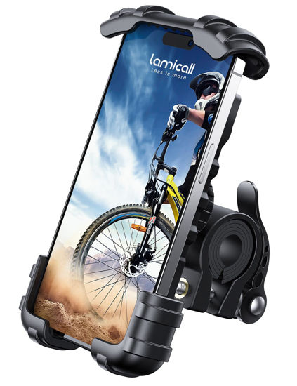 Picture of Lamicall Bike Phone Holder, Motorcycle Phone Mount - Motorcycle Handlebar Cell Phone Clamp, Scooter Phone Clip for iPhone 15 Pro Max/Plus, 14 Pro Max, S9, S10 and More 4.7" to 6.8" Smartphones