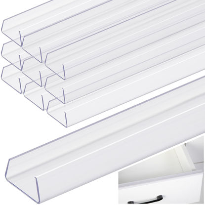 Picture of Nkiy Quen 10 Pcs 16.5" Cabinet Door Protector Edge Guard-3/4 Thick Slip-On Drawer Door Protector in Clear-Shelf Edge Protector for Kitchen Cabinets to Prevent Wear,Chipping and Discolouration