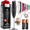 Picture of Zulay Kitchen Powerful Milk Frother Wand With 2 Duracell Batteries - Ultra Fast Handheld Drink Mixer - Electric Whisk Foam Maker for Coffee, Lattes, Cappuccino, Matcha, Hot Chocolate & Creamer - Black