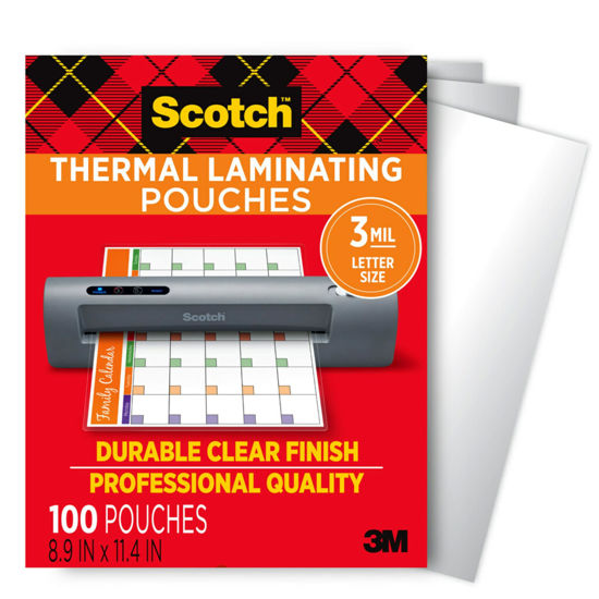 Picture of Scotch Thermal Laminating Pouches, For Use With Thermal Laminators, 8.9 x 11.4 Inches, Letter Size Sheets, 100 Count (Pack of 1)
