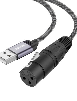 Picture of DUKABEL XLR to USB Adapter, USB to XLR Female Microphone Cable for Recording, Living Broadcast, USB Microphone Cable with DAC Chip for PC, MacBook, Laptop - 1.8Meter/6FT