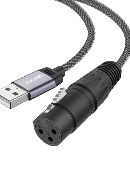 Picture of DUKABEL XLR to USB Adapter, USB to XLR Female Microphone Cable for Recording, Living Broadcast, USB Microphone Cable with DAC Chip for PC, MacBook, Laptop - 1.8Meter/6FT