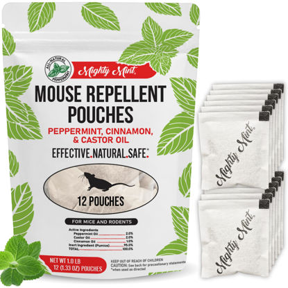 Picture of Mighty Mint Mouse Repellent Pouches, Peppermint Rodent Deterrent for Home, RV, and More, 12 Pack