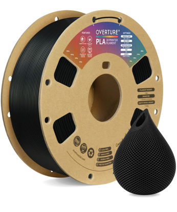 Picture of OVERTURE PLA Filament 1.75mm PLA 3D Printer Filament, 1kg Cardboard Spool (2.2lbs), Dimensional Accuracy +/- 0.02mm, Fit Most FDM Printer (Black 1-Pack)