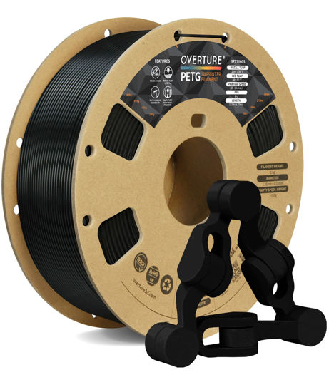Picture of OVERTURE PETG Filament 1.75mm, 3D Printer Filament, 1kg Filament (2.2lbs), Dimensional Accuracy Probability +/- 0.02 mm, Fit Most FDM Printers (Black (1-Pack))