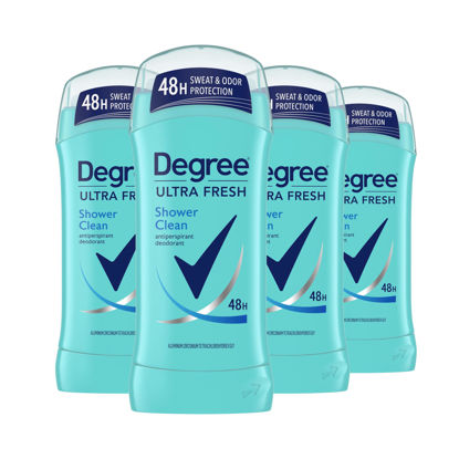 Picture of Degree Ultra Fresh Antiperspirant Deodorant Stick Shower Clean Pack of 4 for 48H Sweat and Odor Protection for Women, 2.6 oz