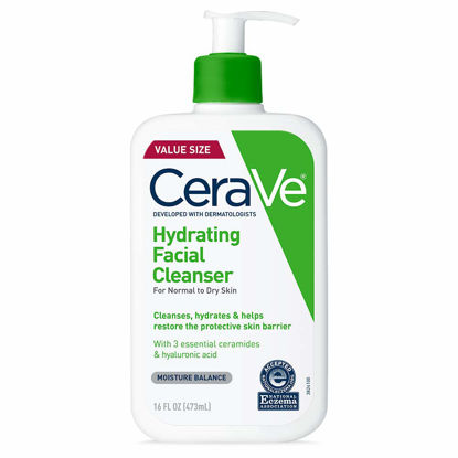 Picture of CeraVe Hydrating Facial Cleanser, Moisturizing Face Wash For Dry Skin, Hyaluronic Acid + Ceramides + Glycerin, Hydrating Cleanser For Normal To Dry Skin, National Eczema Association Certified