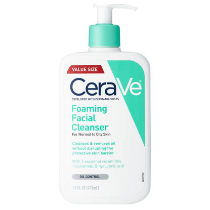 Picture of CeraVe Foaming Facial Cleanser, Daily Face Wash for Oily Skin with Hyaluronic Acid, Ceramides, and Niacinamide, Fragrance Free, 16 Fluid Ounce