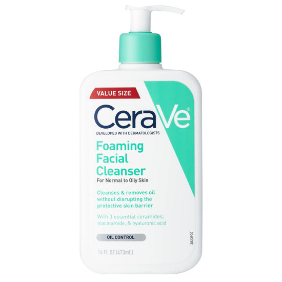 Picture of CeraVe Foaming Facial Cleanser, Daily Face Wash for Oily Skin with Hyaluronic Acid, Ceramides, and Niacinamide, Fragrance Free, 16 Fluid Ounce