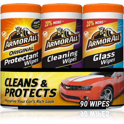 Picture of Armor All Protectant, Glass and Cleaning Wipes, Wipes for Car Interior and Car Exterior, 30 Count Each (Pack of 3)