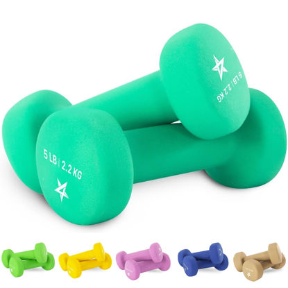 Picture of Yes4All 5 lbs Dumbbells Neoprene with Non Slip Grip - Great for Total Body Workout - Total Weight: 10 lbs (Set of 2)