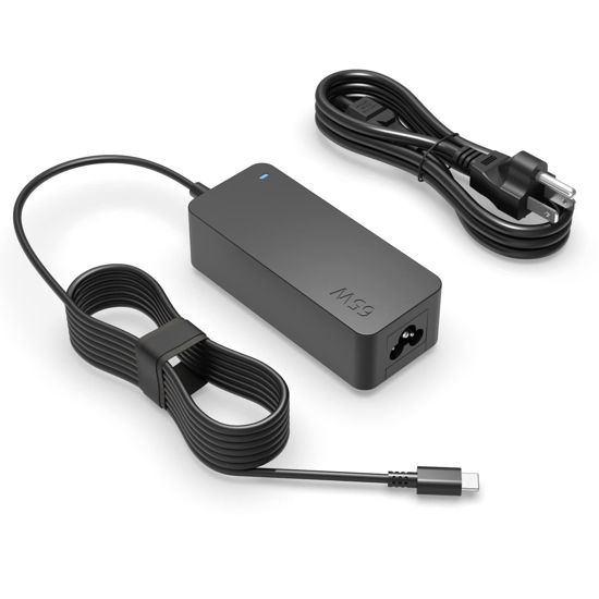 Picture of USB Type C 65W 45W Fast Charger for Lenovo Laptop Thinkpad Yoga Chromebook Compatible with Dell HP Series, (UL Safety Certified), Universal AC Adapter, 10Ft Flexible Power Cord, Charging Indicator