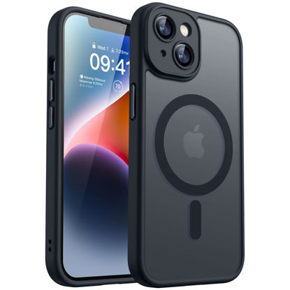 Picture of CANSHN Magnetic for iPhone 14 Case, Upgraded [Full Camera Protection] [Compatible with Magsafe] [Translucent Matte] Shockproof Protective Phone Case for iPhone 14 6.1" - Black