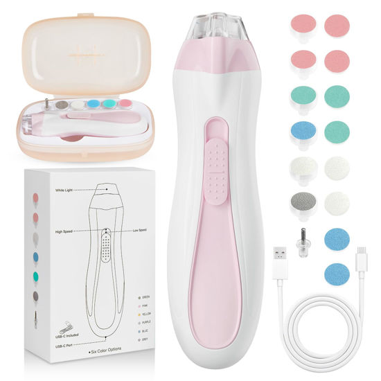Picture of Prolixity Baby Nail File Electric - Rechargeable Baby Nail Clippers, 15 in 1 Gentle Baby Nail Trimmer Electric with Light and 15 Grinding Pads, Baby Nail Care Set for Infant Toddler, Pink