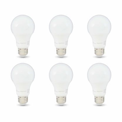 Picture of Amazon Basics A19 LED Light Bulbs, 60 Watt Equivalent, Energy Efficient 9W, E26 Standard Base, Soft White 2700K, Dimmable, 10,000 Hour Lifetime , 6-Pack