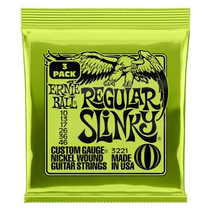 Picture of Ernie Ball Regular Slinky Nickel Wound Electric Guitar Strings 3-pack, 10-46 Gauge (P03221)