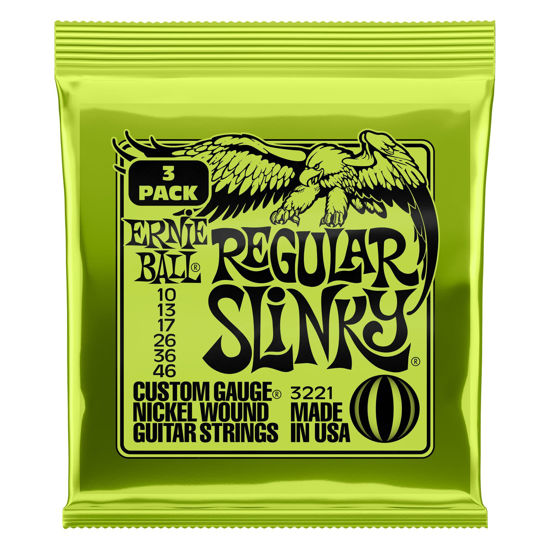 Picture of Ernie Ball Regular Slinky Nickel Wound Electric Guitar Strings 3-pack, 10-46 Gauge (P03221)