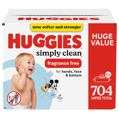 Picture of Huggies Simply Clean Fragrance-Free Baby Wipes, Unscented Diaper Wipes, 11 Flip-Top Packs (704 Wipes Total)