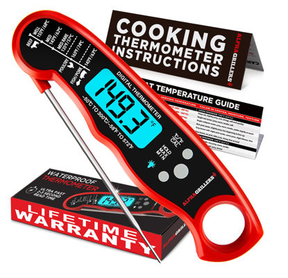 Picture of Alpha Grillers Instant Read Meat Thermometer for Cooking Grilling and Griddle Accessories Kitchen Essentials - Waterproof Backlight & Calibration, Birthday Mens Gifts Valentines Day Gifts for Him