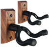 Picture of Guitar Wall Mount 2 Pack, Black Walnut Wood Guitar Hanger, U-Shaped Guitar Wall Hanger Mount, Guitar Holder Hook Stand Wall for Acoustic, Electric Guitar, Banjo, Bass, for Guitar Player Men Boy