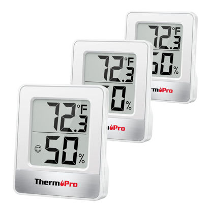 Picture of ThermoPro TP49 3 Pieces Digital Hygrometer Indoor Thermometer Humidity Meter Mini Hygrometer Thermometer with Temperature and Humidity Monitor Room Thermometer