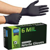 Picture of Inspire Black Nitrile Gloves HEAVY DUTY 6 Mil Nitrile Chemical Resistant Medical Cooking Cleaning Disposable Black Gloves (Black Nitrile Box Of 100, Large)
