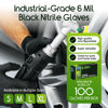 Picture of Inspire Black Nitrile Gloves HEAVY DUTY 6 Mil Nitrile Chemical Resistant Medical Cooking Cleaning Disposable Black Gloves (Black Nitrile Box Of 100, Large)