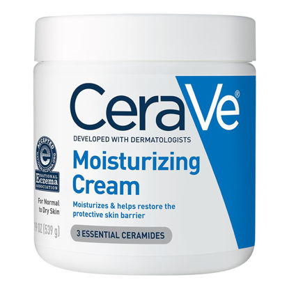 Picture of CeraVe Moisturizing Cream, Body and Face Moisturizer for Dry Skin, Body Cream with Hyaluronic Acid and Ceramides, Daily Moisturizer, Oil-Free, Fragrance Free, Non-Comedogenic, 19 Ounce