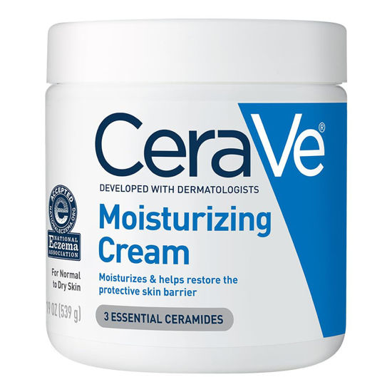 Picture of CeraVe Moisturizing Cream, Body and Face Moisturizer for Dry Skin, Body Cream with Hyaluronic Acid and Ceramides, Daily Moisturizer, Oil-Free, Fragrance Free, Non-Comedogenic, 19 Ounce