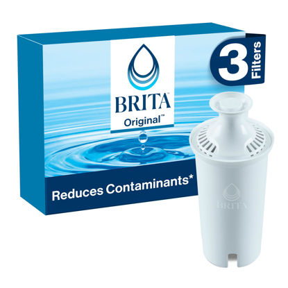 Picture of Brita Standard Water Filter for Pitchers and Dispensers, BPA-Free, Reduces Copper, Cadmium and Mercury Impurities, Lasts Two Months or 40 Gallons, Includes 3 Filters for Pitchers