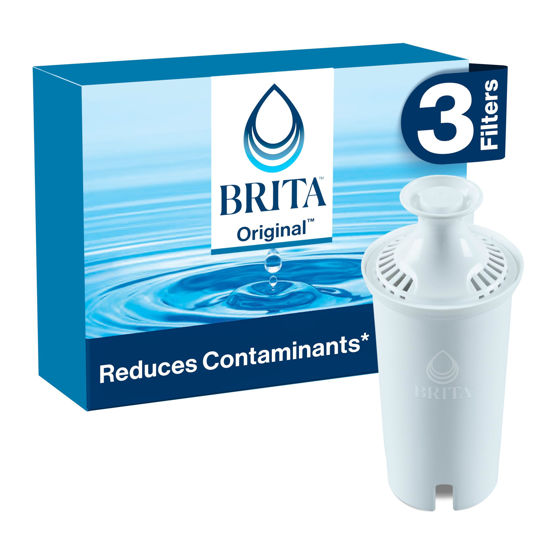 Picture of Brita Standard Water Filter for Pitchers and Dispensers, BPA-Free, Reduces Copper, Cadmium and Mercury Impurities, Lasts Two Months or 40 Gallons, Includes 3 Filters for Pitchers